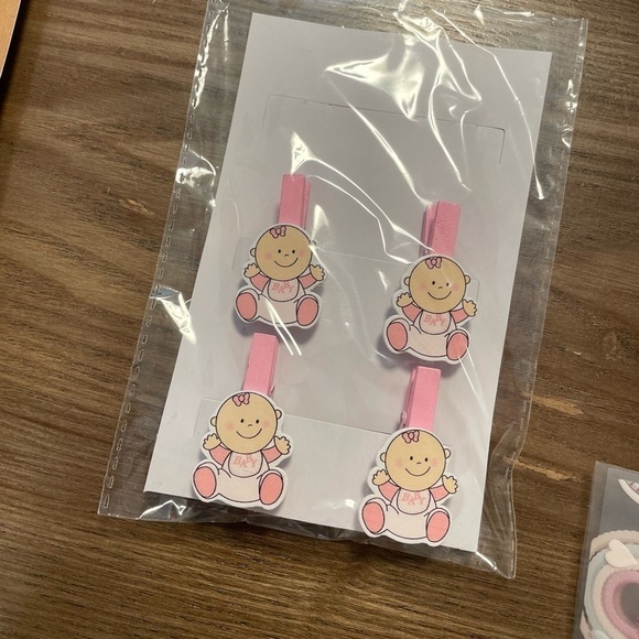 Other - 4 Pink Mini Wooden Baby Clothespins DIY NWOT